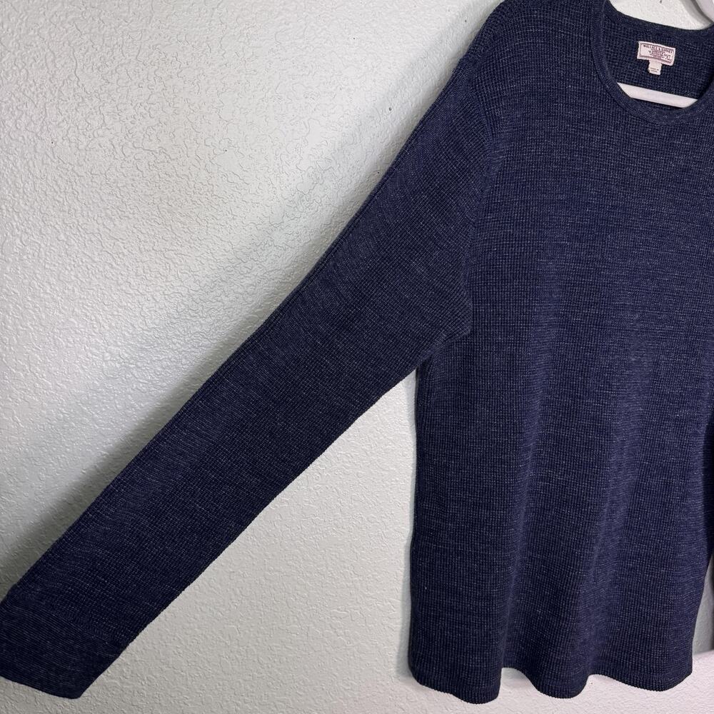 Wallace & Barnes J Crew Sweater Mens XL Waffle Knit Cotton Thermal Crewneck Blue - Picture 4 of 10